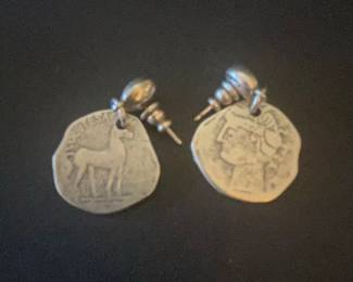 Ancient Roman Coin Style Sterling Silver Earrings