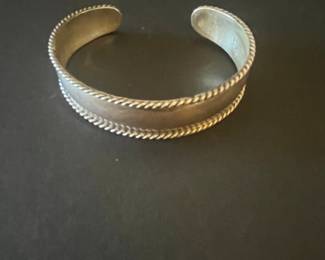 Sterling Silver Rope Edge Cuff Bracelet