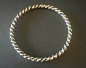 Sterling Silver Twisted Rope Bangle Bracelet