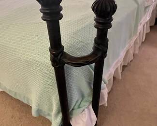 Victorian-Style Wrought Iron Bed Frame with Ornate Headboard