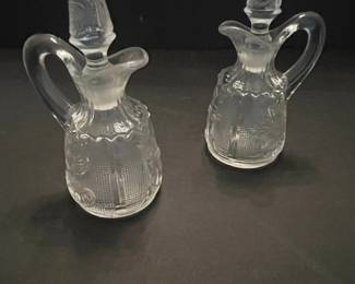 Pair of Heisey Plantation Pressed Glass Cruets
