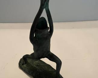 Set of 4 Bronze-Toned Yoga Frogs