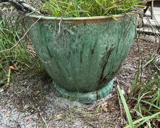 Large Glazed Ceramic Fishbowl Planter