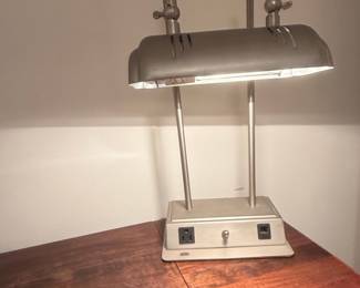 Dazor Model 1000 Double Gooseneck Desk Lamp with Integrated Power Outlets
