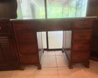 Vintage Mahogany Kneehole Desk and Hutch Set