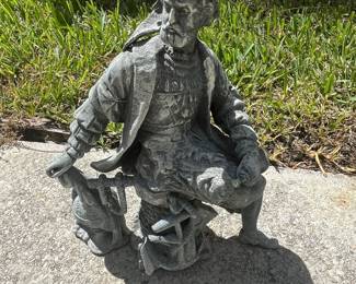 Vintage Cast Aluminum Conquistador Garden Statue
