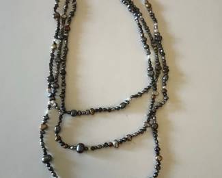 Multi-Strand Hematite and Freshwater Pearl Necklace