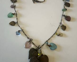 Vintage Glass Works Studio Heart Charm Necklace