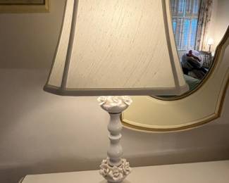 Vintage Capodimonte Style Porcelain Floral Table Lamp