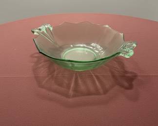 Fostoria Fairfax Green Depression Glass Mayonnaise Bowl and Underplate