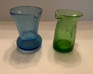 Vintage Blenko Glass Crackle Pitchers