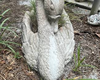 Vintage Concrete Swan Garden Planter