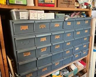 Vintage Lyon or Equipto Steel Hardware Storage Cabinet