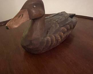 Hand-Carved Wooden Duck Decoy - Primitive Folk Art Style