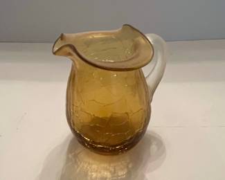 Amber Crackle Glass Miniature Pitcher