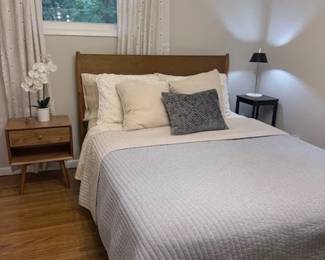 MCM Queen Bed frame w Mattress night stand