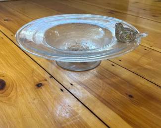 162 handblownglassbowlwithappliedbird
