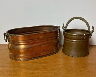 010 coppertonedplanterandsmallbucket