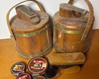 046 twovintagewoodenshoeshineboxes