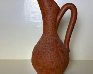 004 terracottafloralpatternedpitchervase