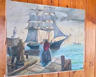 007 harborsceneoilpaintingsigneddorism