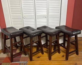 037 fourbacklessbrownfauxleathercounter