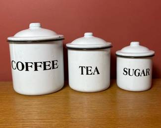 002 vintageenamelcoffeeteaandsugarcani