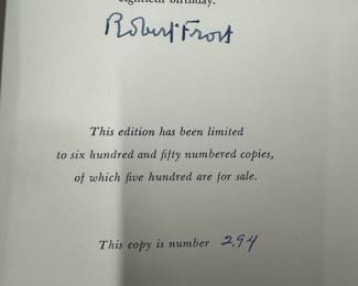 Copy #294/600 of Aforesaid by Robert Frost. Hand signed.