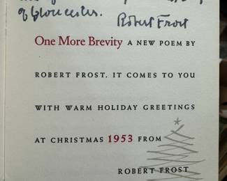 Another dedicated, hand signed Robert Frost note/autograph