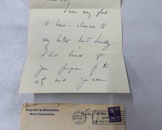 Hand Written and Signed Letter John F Kennedy