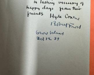 One of several hand signed Robert Frost autographed notes