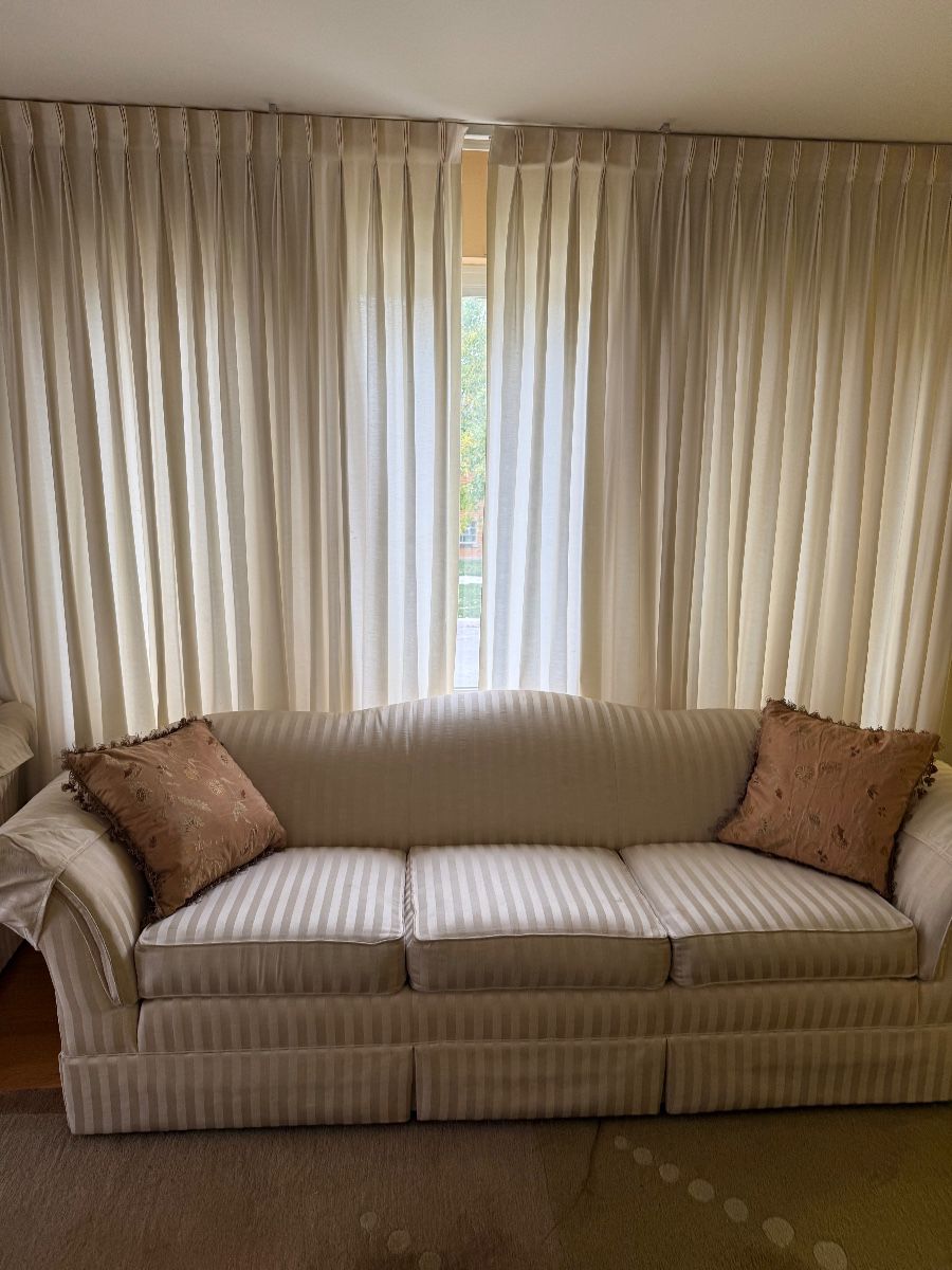 Vertical stripped three seater sofa