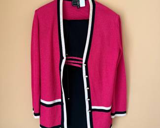 St. John 2 piece knit cardigan and skirt set