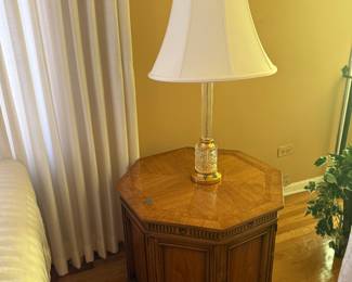Vintage mid-century octagonal wordage storage end table