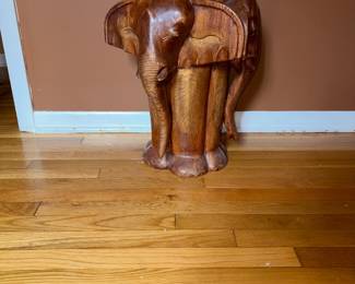Solid wood, hand carved elephant stool