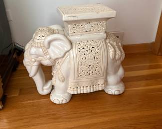 Vintage glazed ceramic elephant garden stool/plant stand