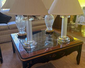 Various crystal and glass columns table lamps