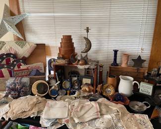 antique linens, moon & star items