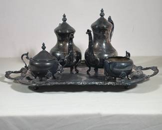 (5pc) F.B. ROGERS SILVER PLATE TEA AND COFFEE SERVICE WITH TRAY
