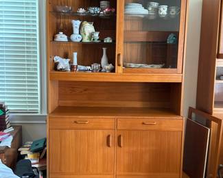 DANISH MODERN TEAK TWO-PIECE HUTCH AND DISPLAY CABINET