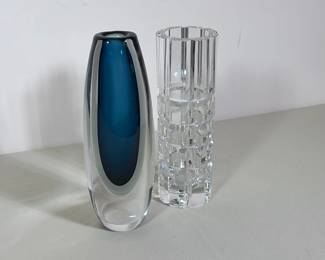 VICKE LINDSTRAND FOR KOSTA SOMMERSO VASE AND ORREFORS CRYSTAL VASE