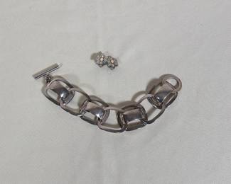 GEORG JENSEN STERLING SILVER BRACELET AND PAT BEDONI 14K GOLD AND STERLING EARRINGS