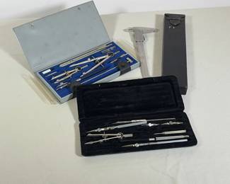 (4pc) KEUFFEL & ESSER SLIDE RULE AND CHARVOZ DRAFTING INSTRUMENTS