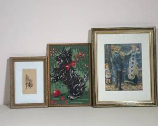 (3pc) TRIO OF ASSORTED ARTWORKS INCLUDING REPRODUCTION PIERRE-AUGUSTE RENOIR PRINT