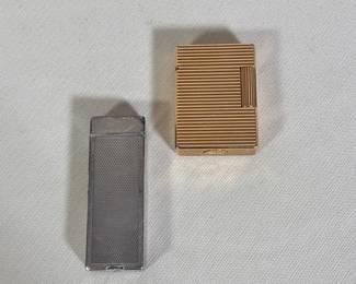 PAIR OF DUNHILL SILVER-PLATED AND S.T. DUPONT GOLD-PLATED POCKET LIGHTERS