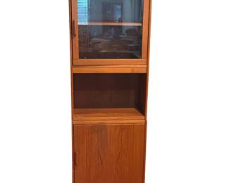 MID-CENTURY DANISH MODERN TEAK TWO-PIECE DISPLAY CABINET