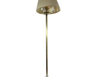 BRASS THREE-LIGHT FLOOR LAMP WITH PLEATED SHADE