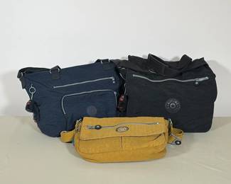 (3pc) TRIO OF KIPLING CRINKLED NYLON HANDBAGS