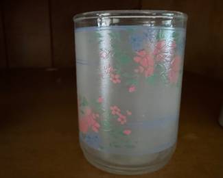 Vintage Pfaltzgraff Tea Rose Frosted Floral Drinking Glass