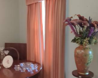 Custom Pleated Drapery with Matching Box Valance - Dusty Rose/Peach